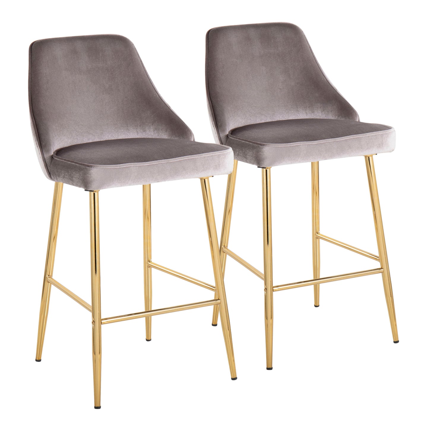 Marcel - Contemporary / Glam Counter Stool (Set of 2) - Gold / Silver