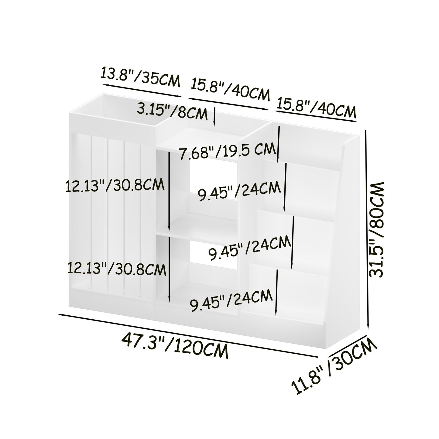 Bookshelf And Toy Storage, 3 Tier Montessori Bookcase With Stuffed Animal Organizer - White