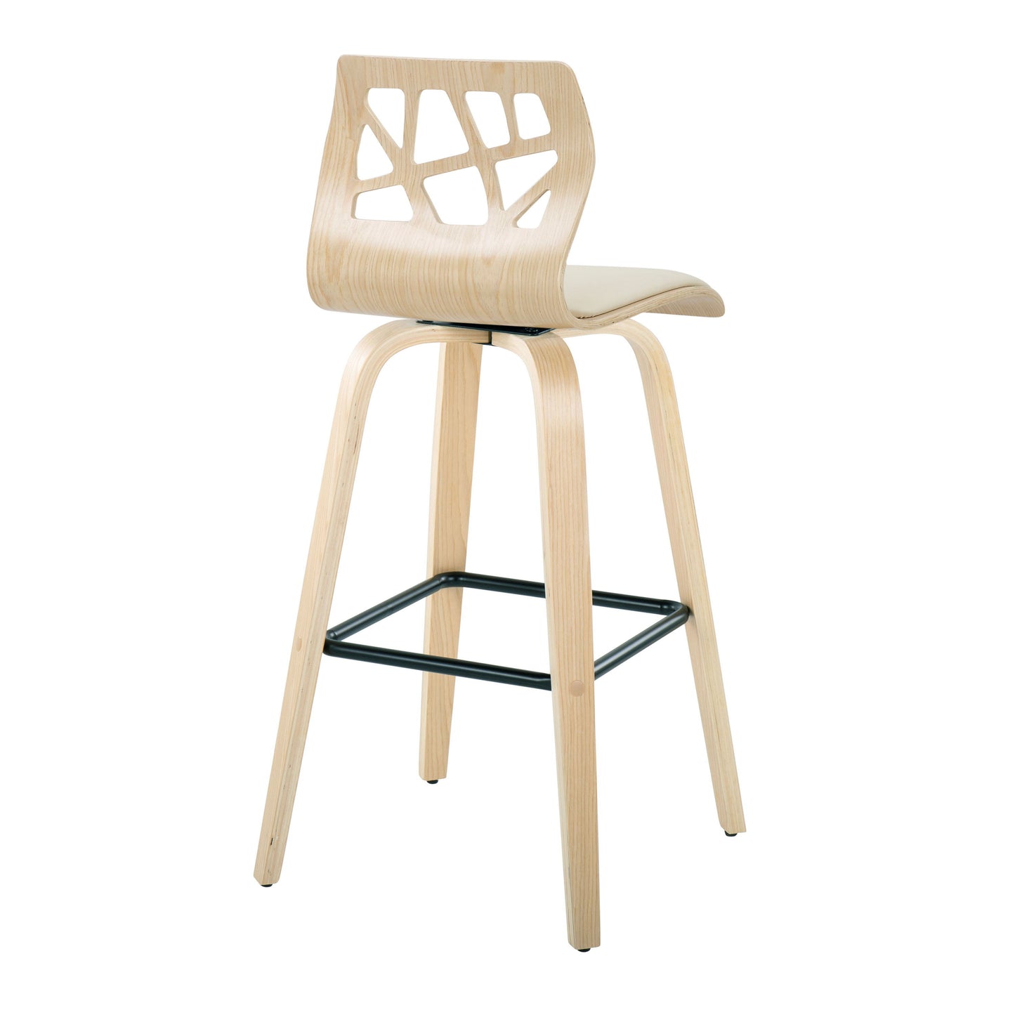 Folia - Contemporary Fixed Height Stool With Swivel With Square Footrest (Set of 2)