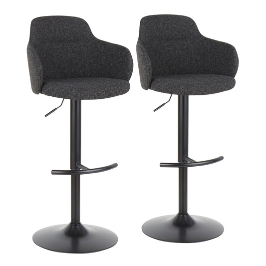 Boyne - Industrial Adjustable Barstool With Swivel (Set of 2) - Black / Dark Gray