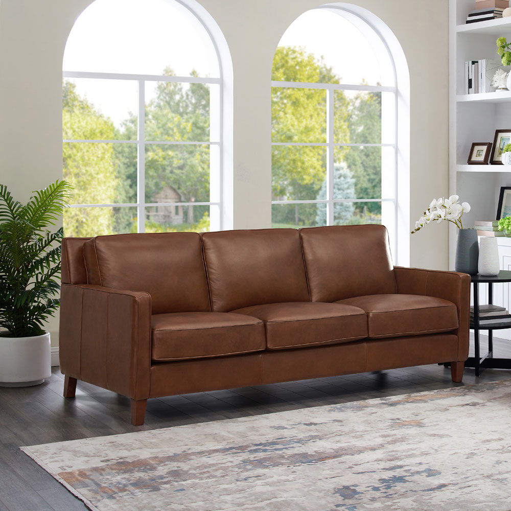 Ashby - Leather Sofa - Pecan