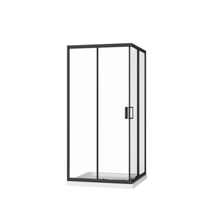 Corner Shower Door, Sliding Shower Enclosure - Matte Black