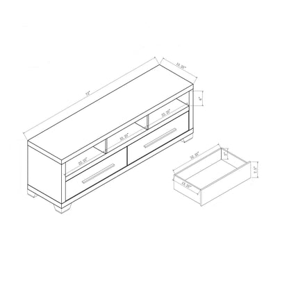 Modern White TV Media Stand, Home Entertainment Center With Open Shelving And Two Drawers - White