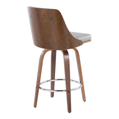 Gianna - Mid-Century Modern Fixed Height Stool With Swivel With Round Footrest (Set of 2)