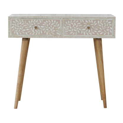 Floral Bone Console - Beige / White