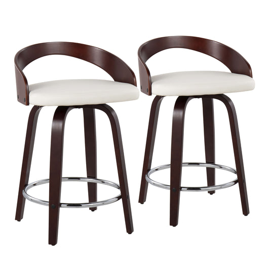 Grotto - Contemporary Fixed Height Counter Stool & Swivel With Round Footrest (Set of 2)