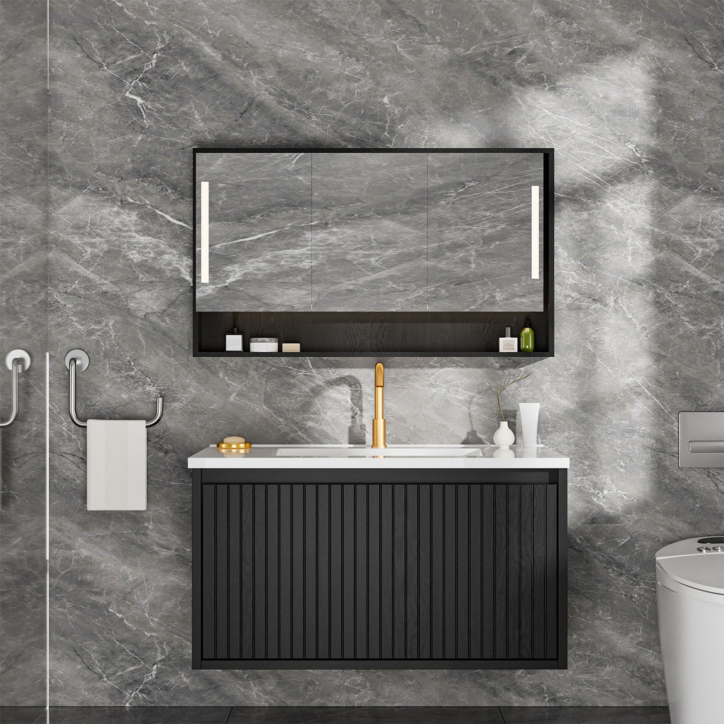 Wall Mounted Floating Bathroom Vanity With Sink And Drawers