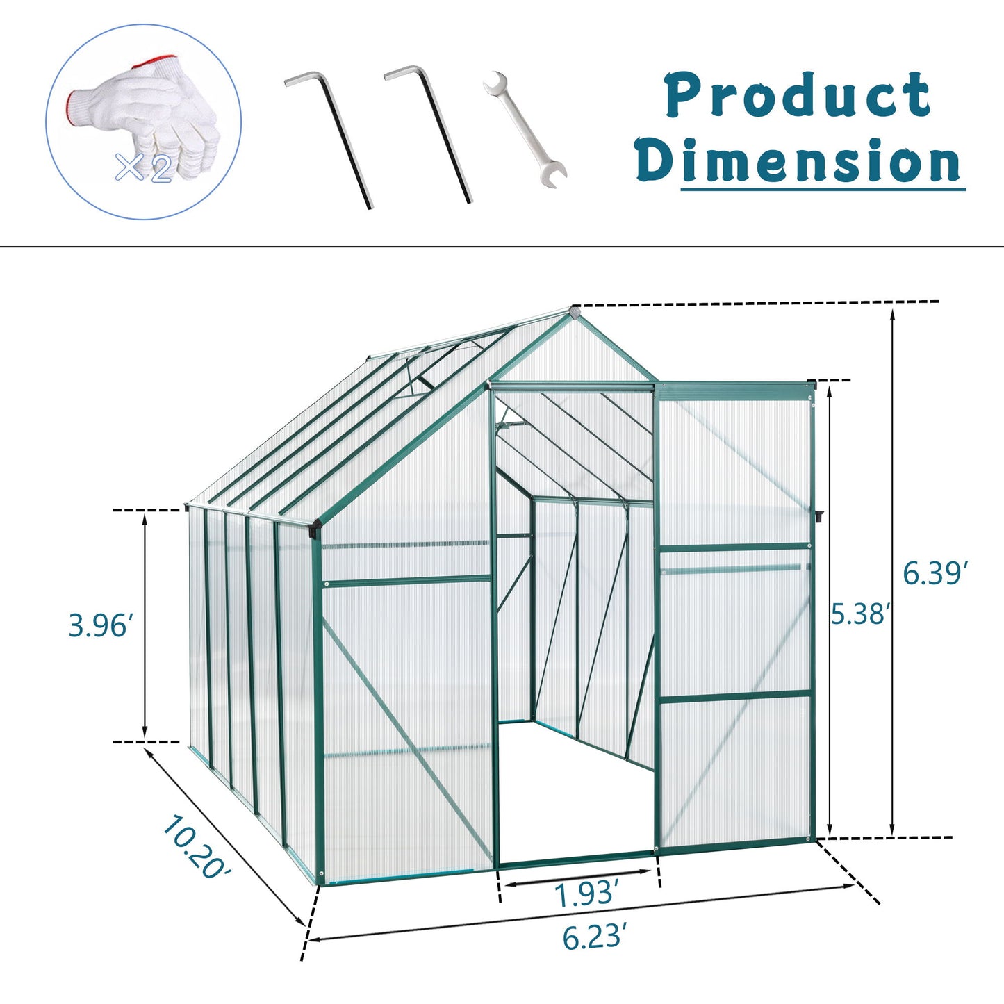 Polycarbonate Greenhouse Raised Base And Anchor Aluminum Heavy Duty Walk-In Greenhouses For Outdoor Backyard In All Season