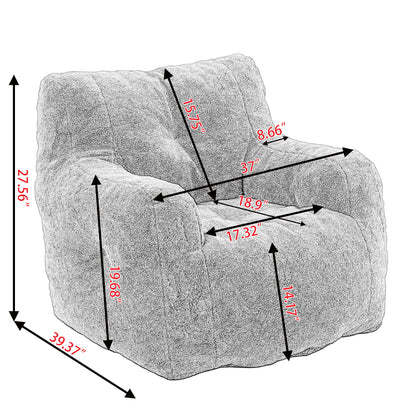 Soft Teddy Fabric Tufted Foam Bean Bag Chair With Teddy Fabric