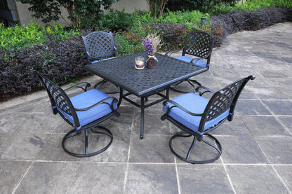 Square 4 Person 43.19" Long Aluminum Dining Set With Cushions