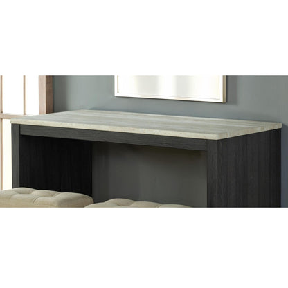Dining Table Set With Biscuit Tufted Stools - Beige / Black / Gray