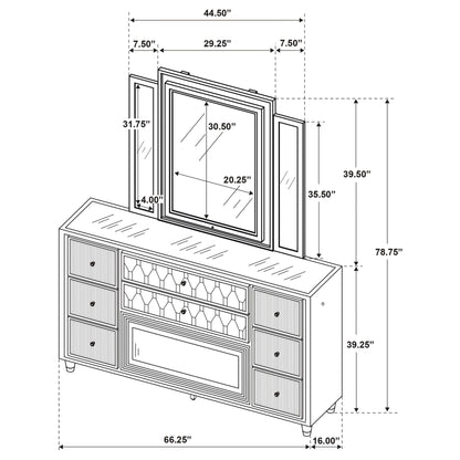 Mika - 8 Drawer LED Dresser And Mirror Set - Ivory