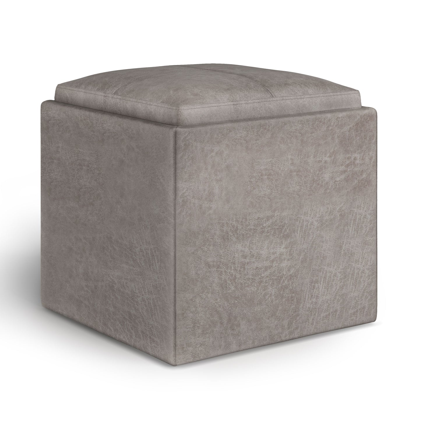 Rockwood - Upholstered Cube Storage Ottoman With Tray