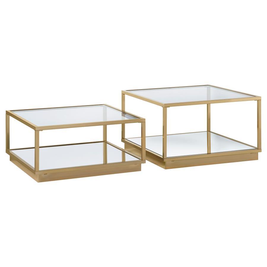 Renee - 2 Piece Square Coffee Table Set - Rose Brass