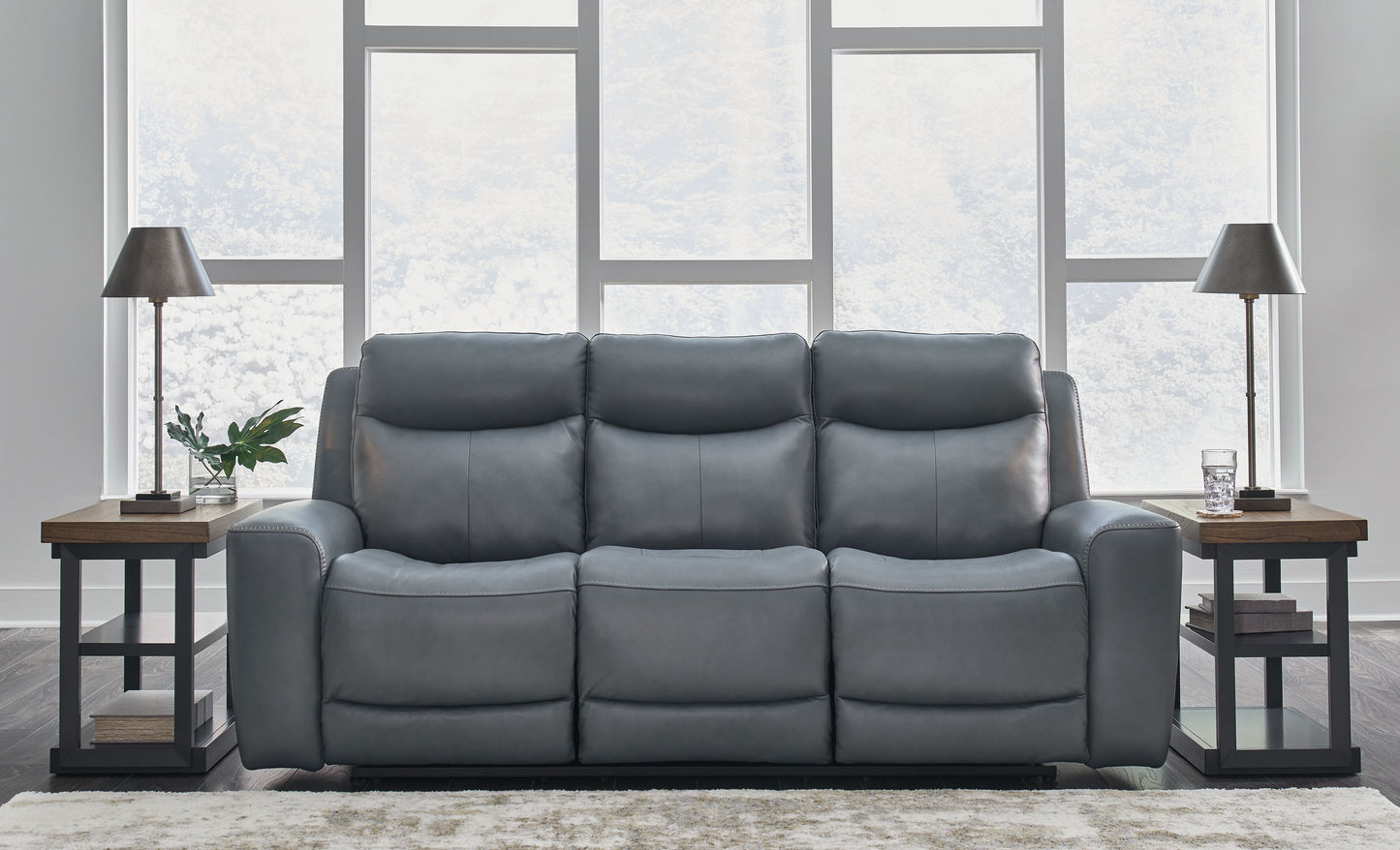 Mindanao - Steel - 2 Pc. - Power Reclining Sofa, Power Reclining Loveseat with Console