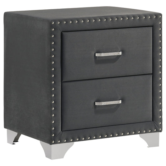 Upholstered 2 Drawer Nightstand With Accents