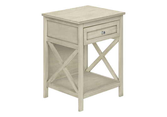 Accent End Table, 2 Tier, Storage Drawer, Transitional Style