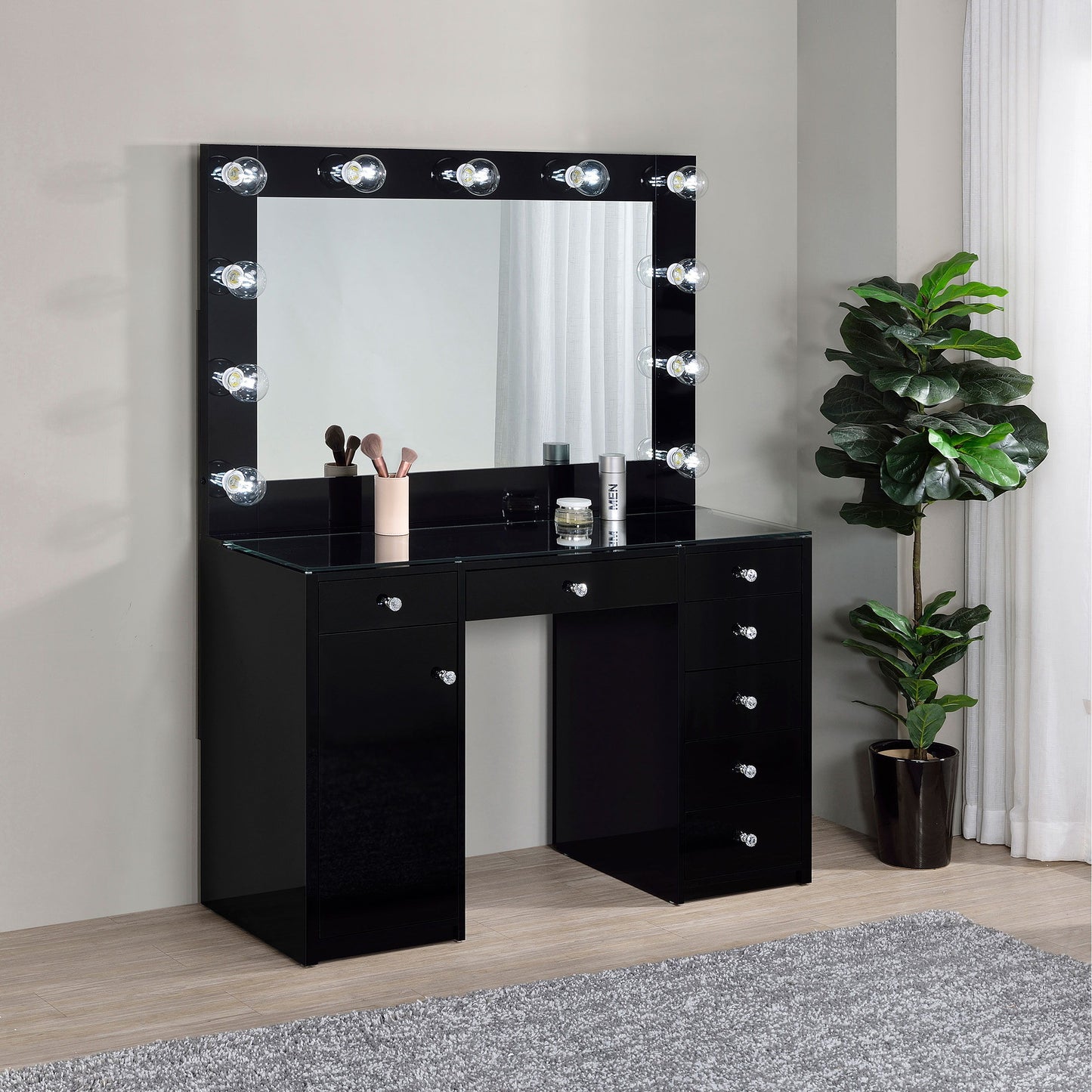 Acena - 7-Drawer Vanity Set With Lighting