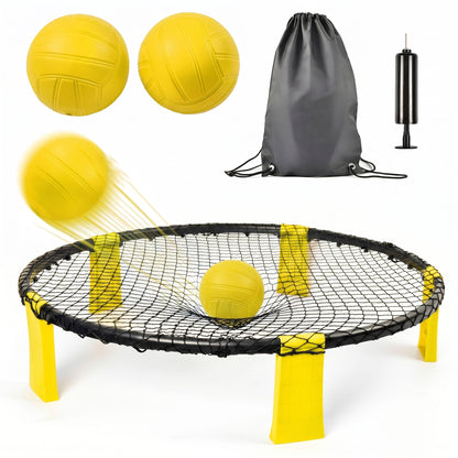 Outdoor Roundnet Game Set With 2 Balls, Sturdy Net And Carry Bag
