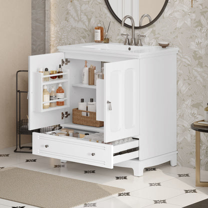 Bathroom Vanity With Sink, Cabinet With Adjustable Shelf And Drawer Divider