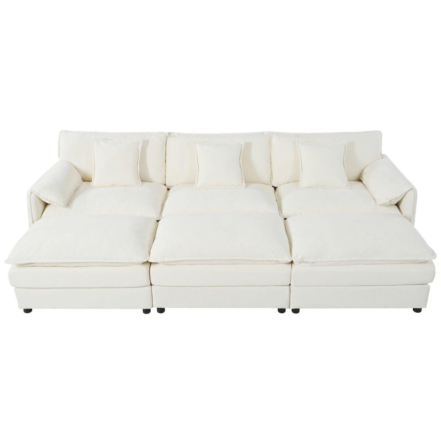 Modern Comfy Deep Seat Modular Sectional Sofa Cloud Couch With Ottoman