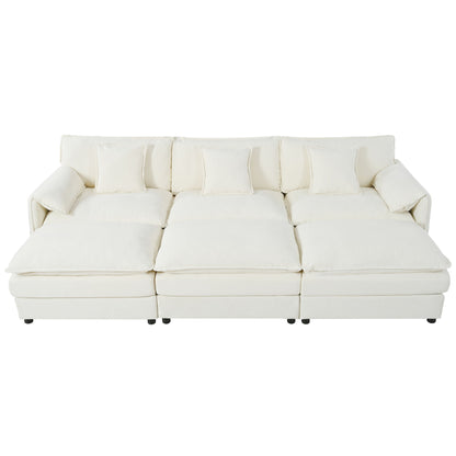 Modern Comfy Deep Seat Modular Sectional Sofa Cloud Couch With Ottoman