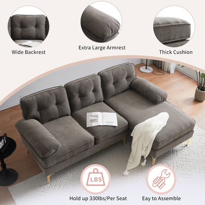 Modern Sectional Sofas Couches Velvet L Shaped Couches For Living Room, Bedroom