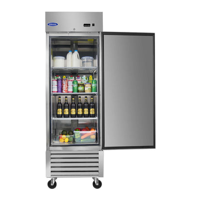 Commercial Refrigerator 23 Cu.Ft With 1 Solid Door Reach-In Refrigerators Stainless Steel Etl Approved Upright Fridge Storage - Silver