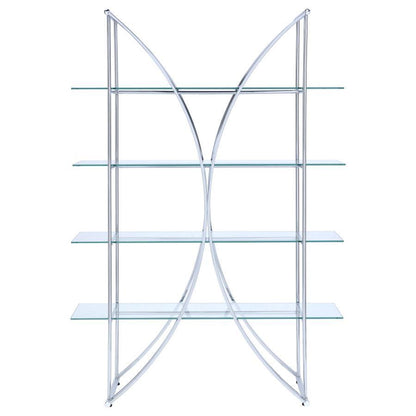 Larson - 4-Shelf Glass Bookshelf - Chrome