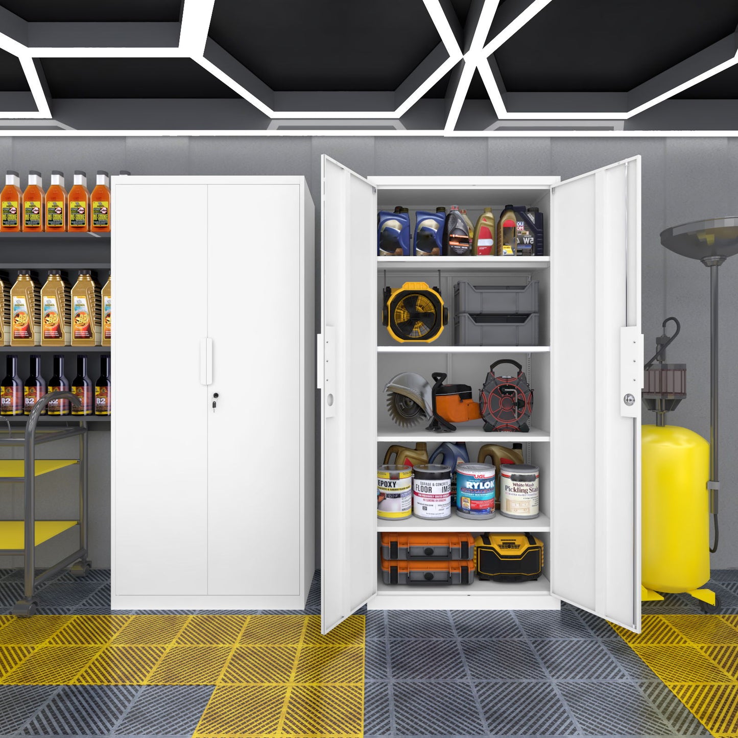 2 Door File Cabinet With Lock, 4 Adjustable Shelves, Heavy-Duty