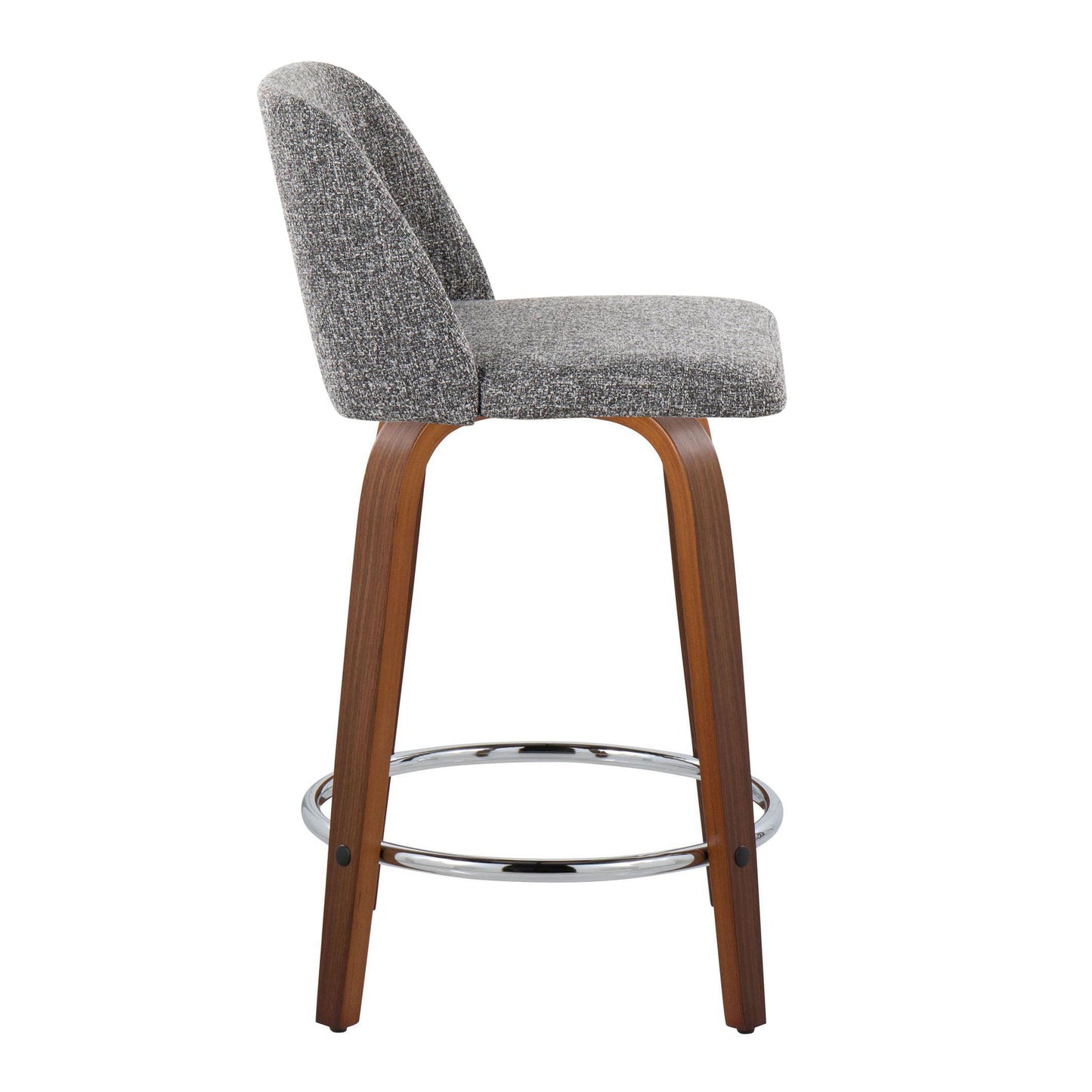 Toriano - Mid Century Modern Fixed Height Counter Stool With Swivel With Round Footrest (Set of 2)