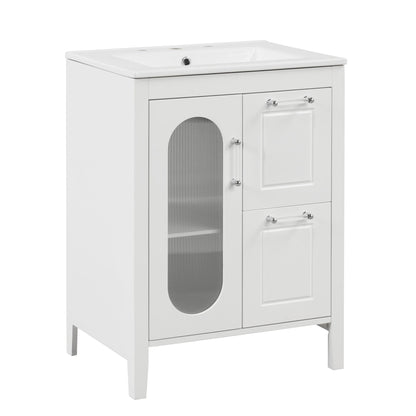 Modern Bathroom Vanity With Sink, Cabinet With 2 Drawers And Door, Adjustable Shelf