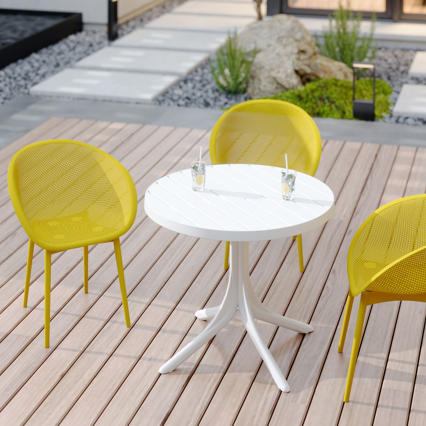 Modern Lounge Chair Set With Round Table