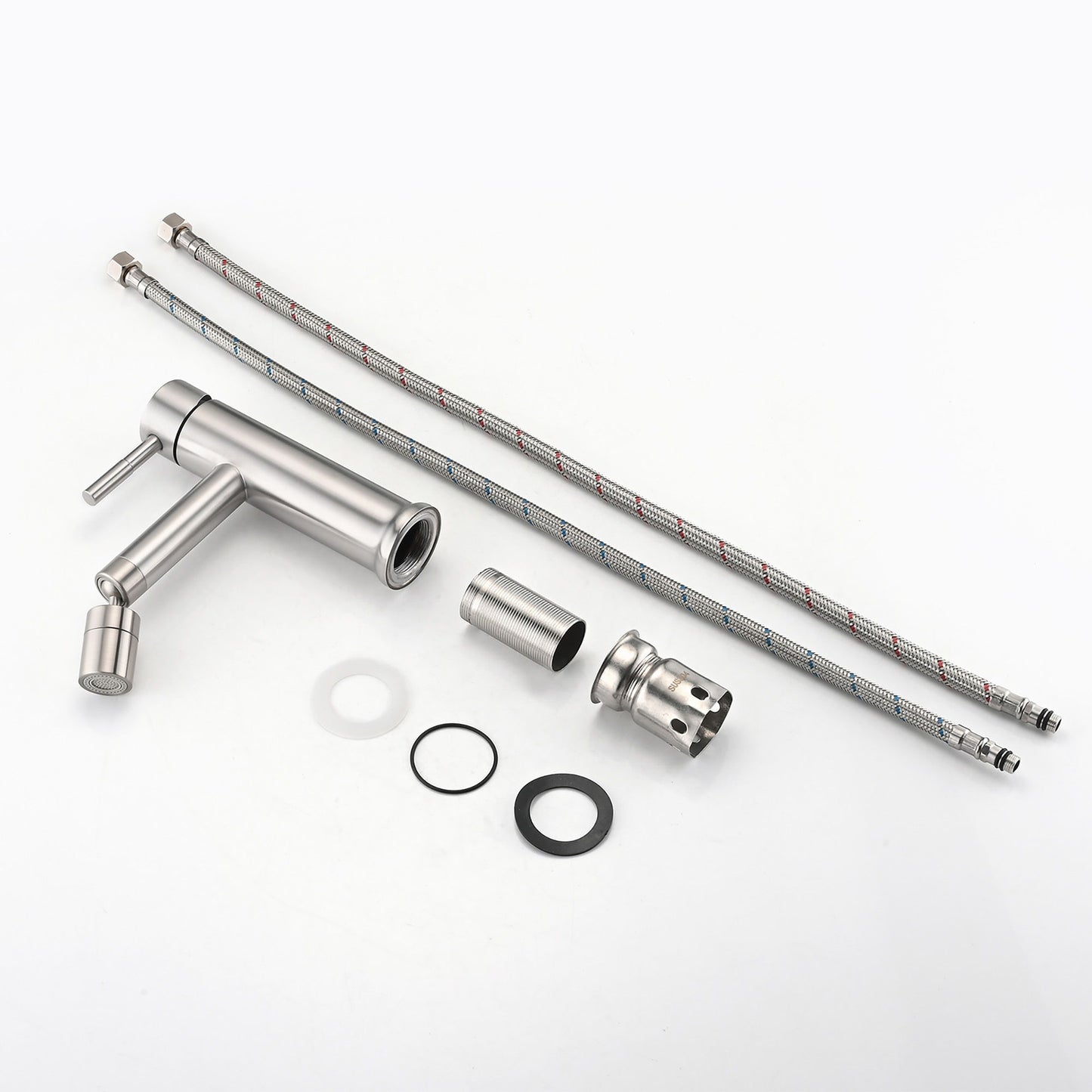 Bathroom Faucet With 2 Mode Functionality And 360 Degree Rotating Aerator Stainless Steel - Brushed Nickel
