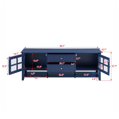 TV Stand, Entertainment Center With Dual Drawers And Hidden Storage, Cabinet With Soft Closing Doors And Sleek Panel Design