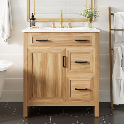 Bathroom Vanity With Sink, 2 Soft Close Drawers, 1 Soft Close Door, Adjustable Shelf