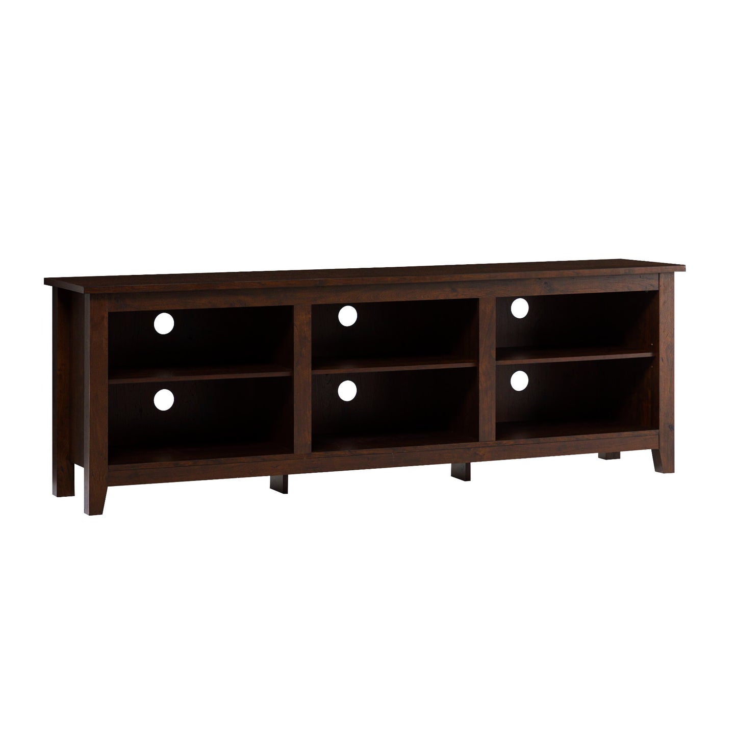 Modern Transitional 3 Shelf Open Storage 70" TV Stand For 80" TVs - Brown