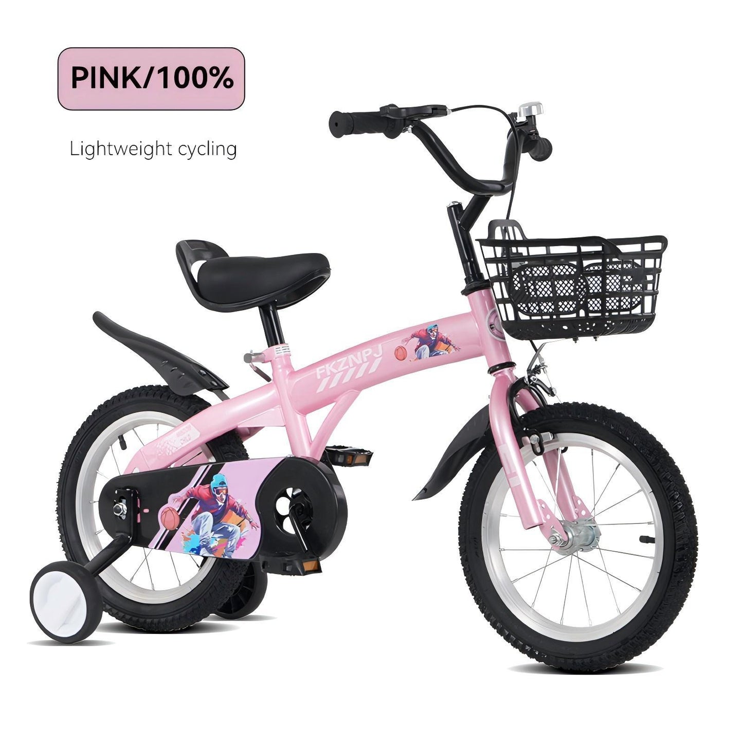 Fkznpj - 18" Sporty Kids Bike With Training Wheels And Stand Adjustable Saddle Suitable For Boys And Girls Aged 5 - 10 Years Tall Height 39 - 49" Available In A Variety Of Colors