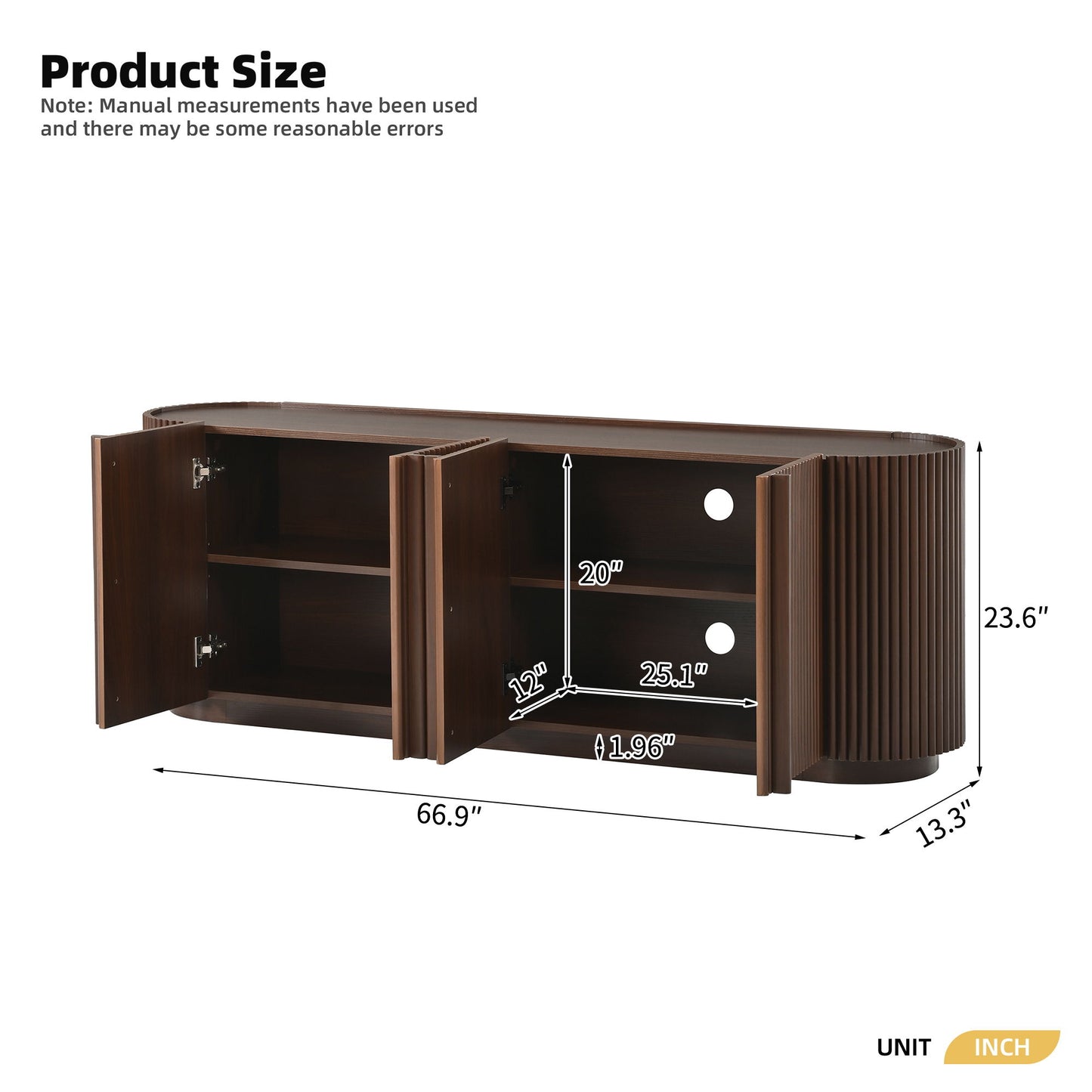 TV Stand With Fluted Tambour Style Door