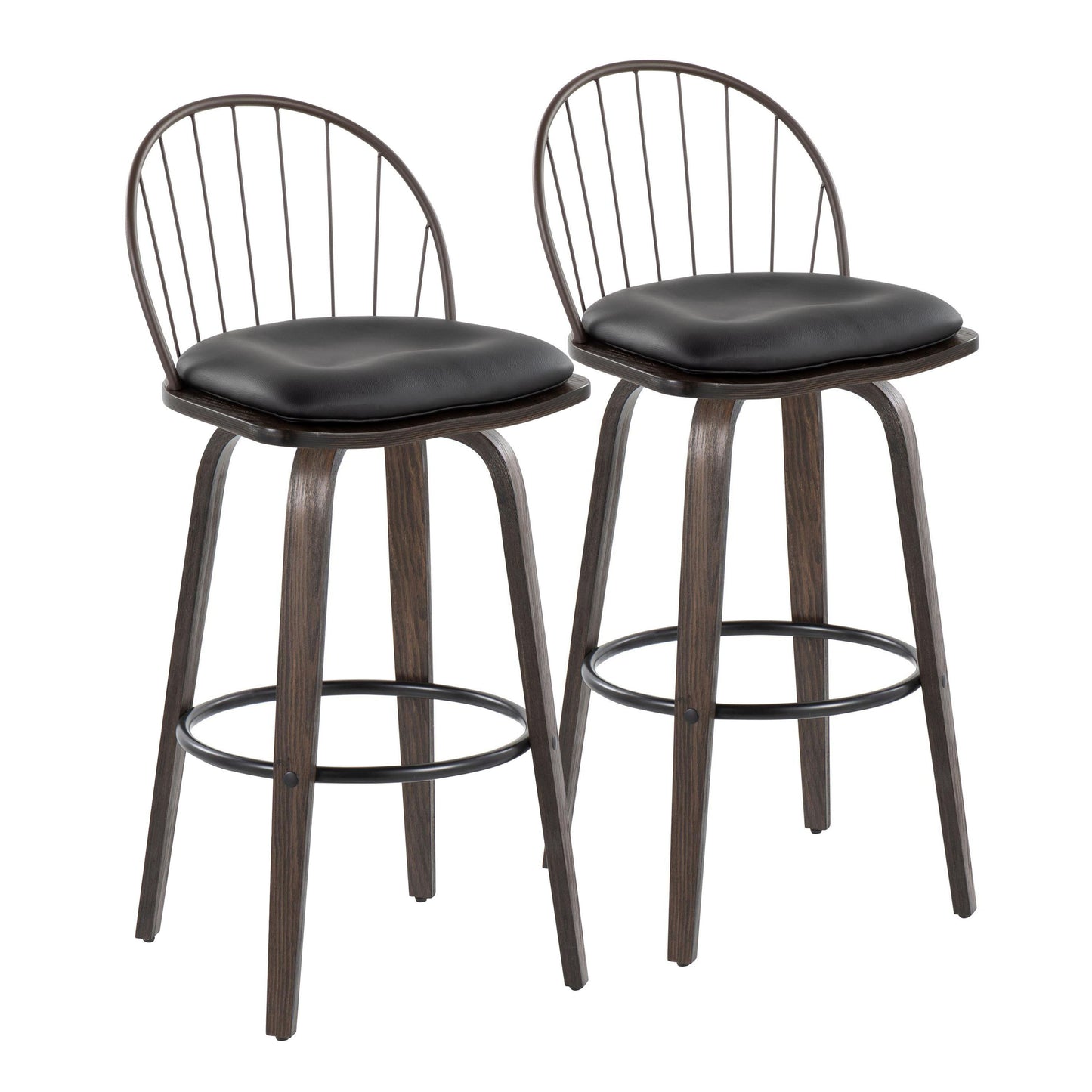 Riley - Industrial / Urban Fixed Height Barstool With Swivel With Removable Cushion (Set of 2)