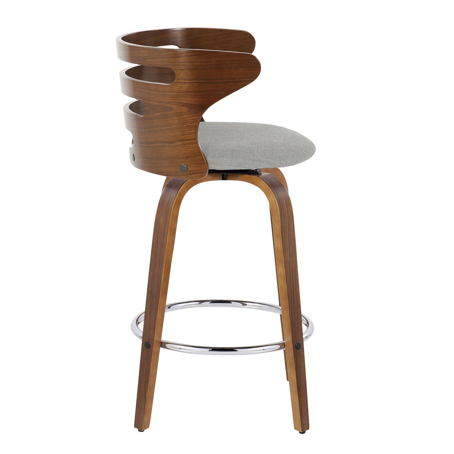 Cosini - Mid Century Modern Fixed Height Barstool With Swivel With Round Footrest (Set of 2)