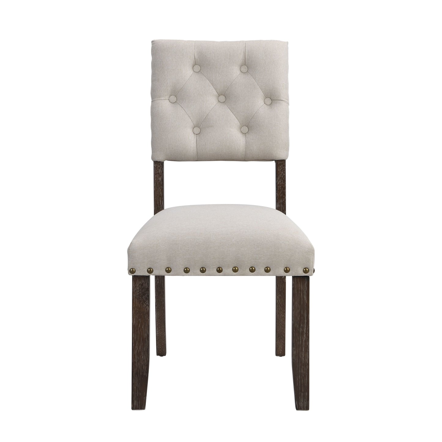 Modern Tufted Back Upholstered Nailhead Trim Dining Chairs (Set of 2) - Beige