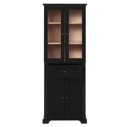 Bathroom Vanity & Tall Storage Cabinet Set With Doors, Adjustable Shelves, Soft Close Hinges, Sink