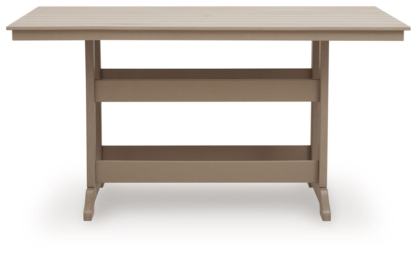Sandy Dune - Rectangular Counter Height Dining Table With Umbrella Option - Medium Brown
