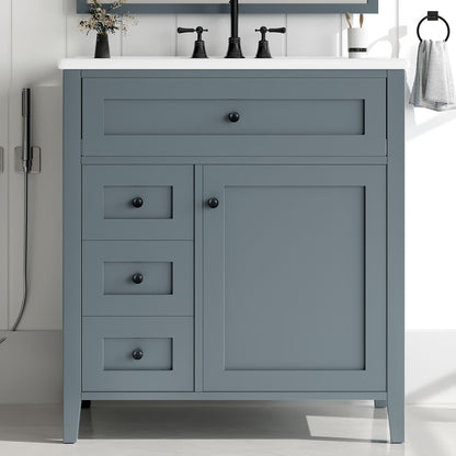 Modern Bathroom Vanity With Sink, 3 Drawers And Adjustable Shelf