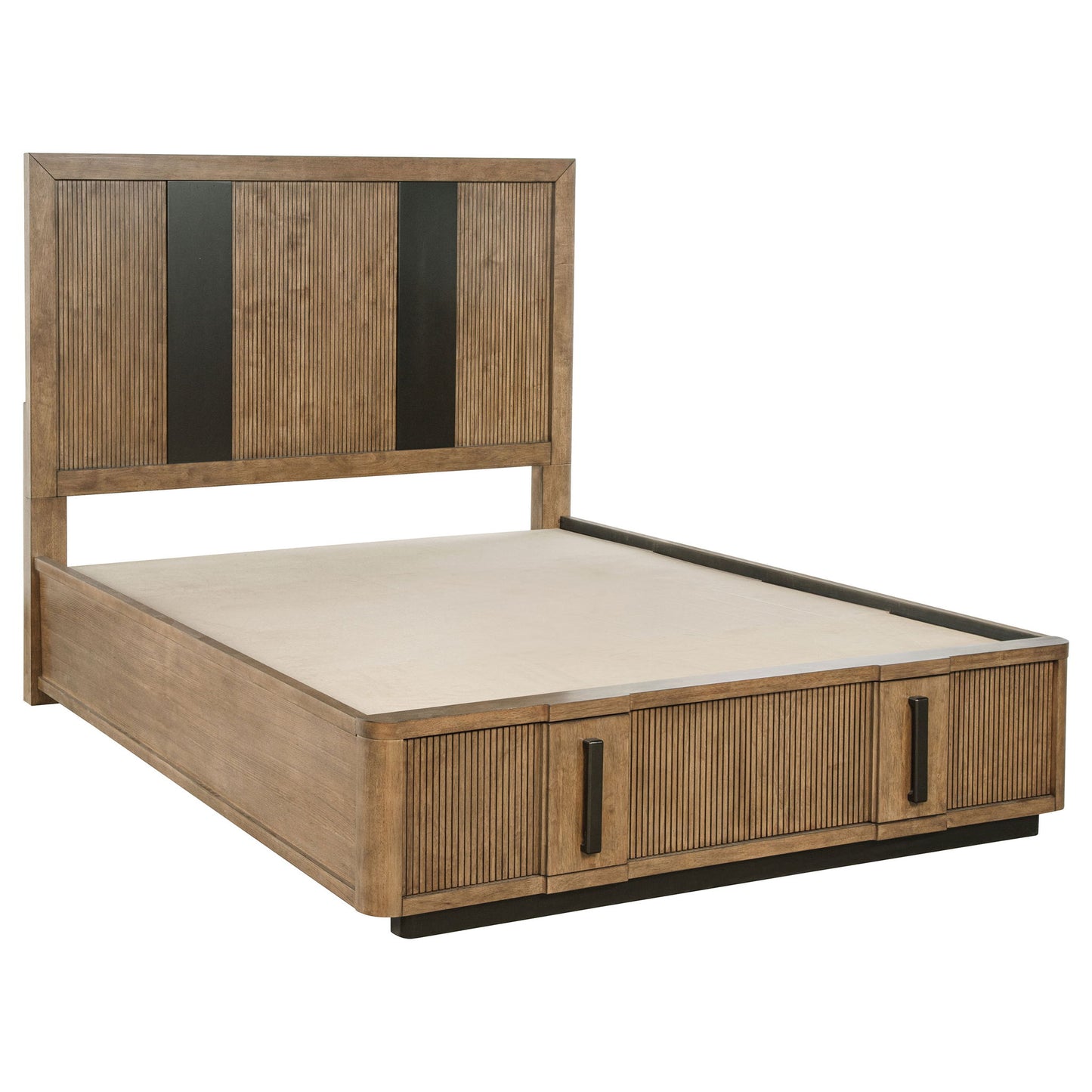 Moraga - 4 Piece Queen Bedroom Set With Fluted Headboard - Ash Brown