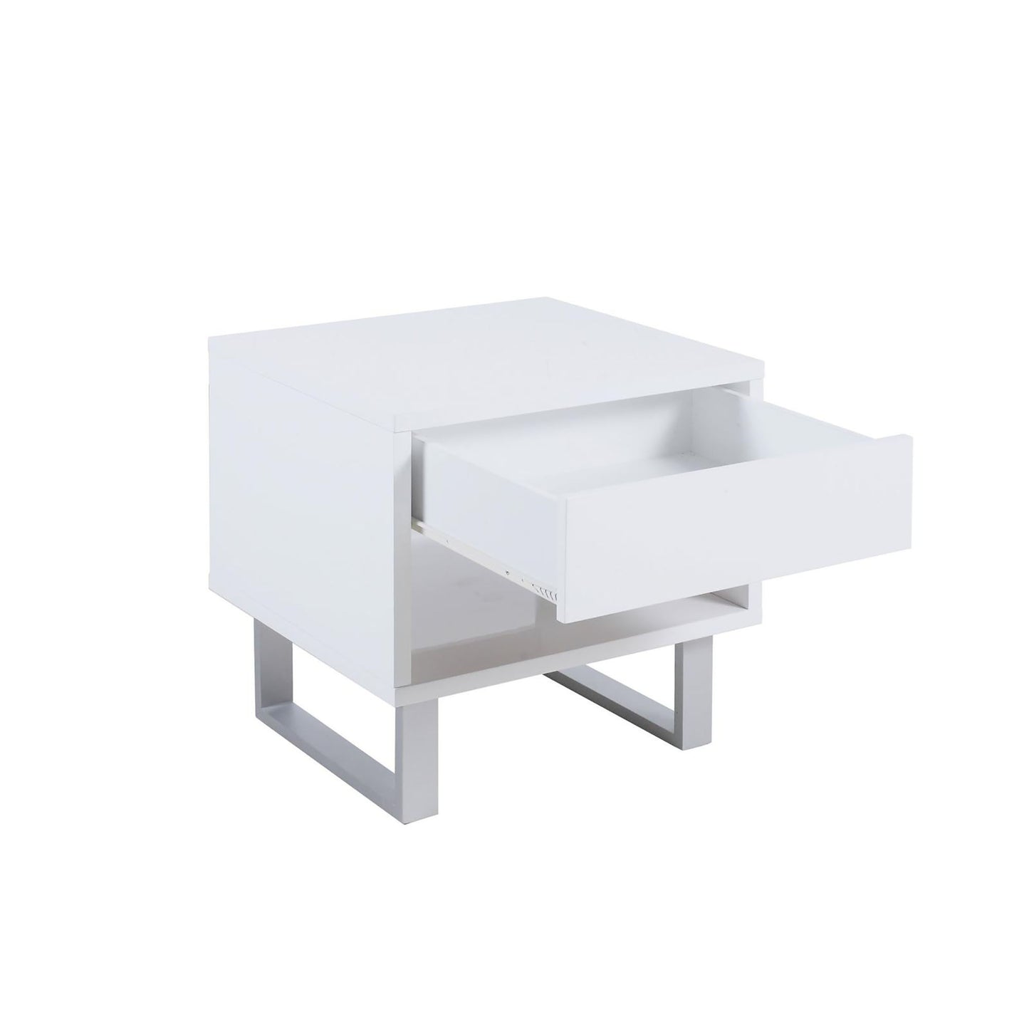 1 Drawer End Table With U-Shaped Legs - White