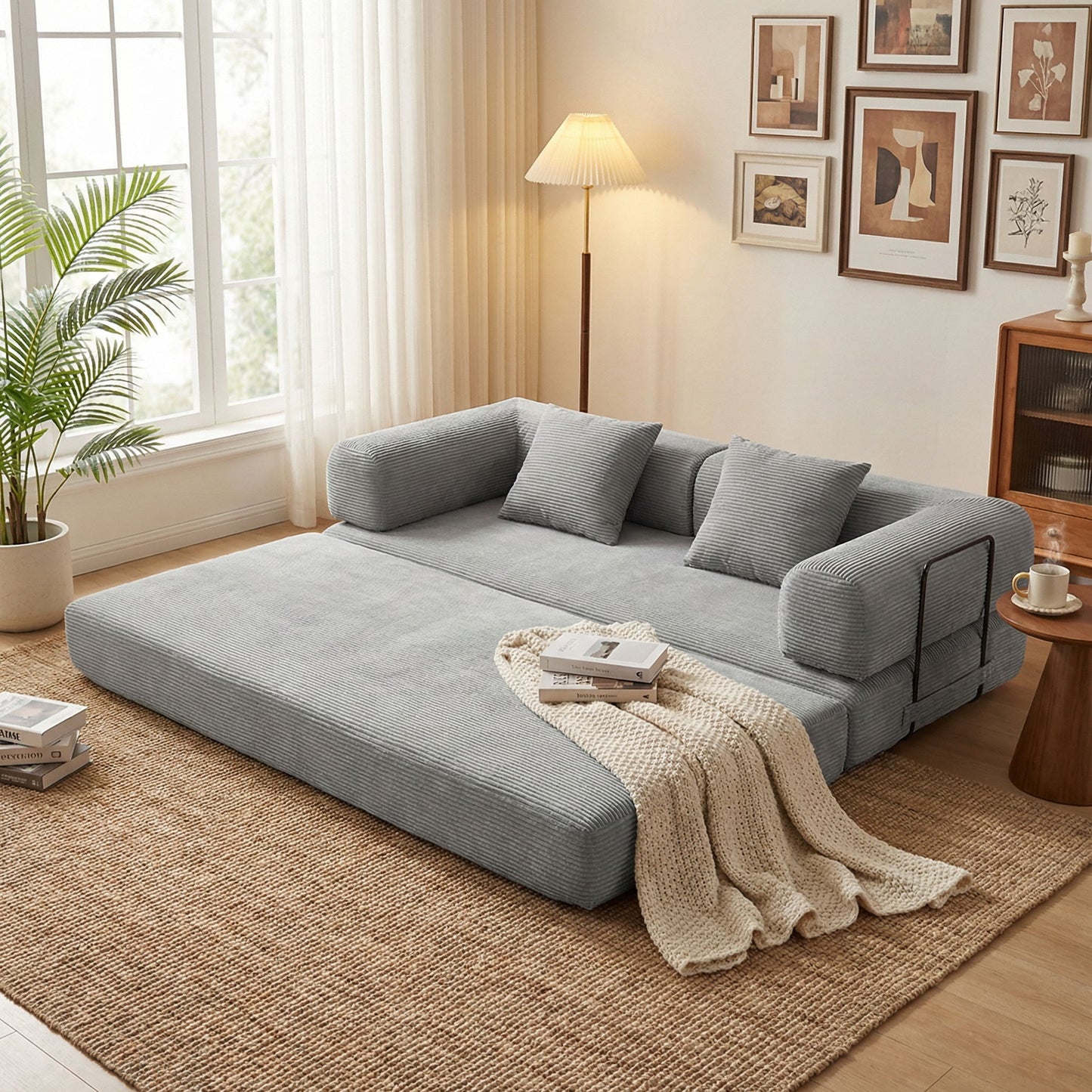 Convertible Sofa Bed With Removable Pillows