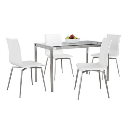 Fuji Mason - Upholstered Swivel Contemporary Dining Set Dining Set, Glass, 5 Piece