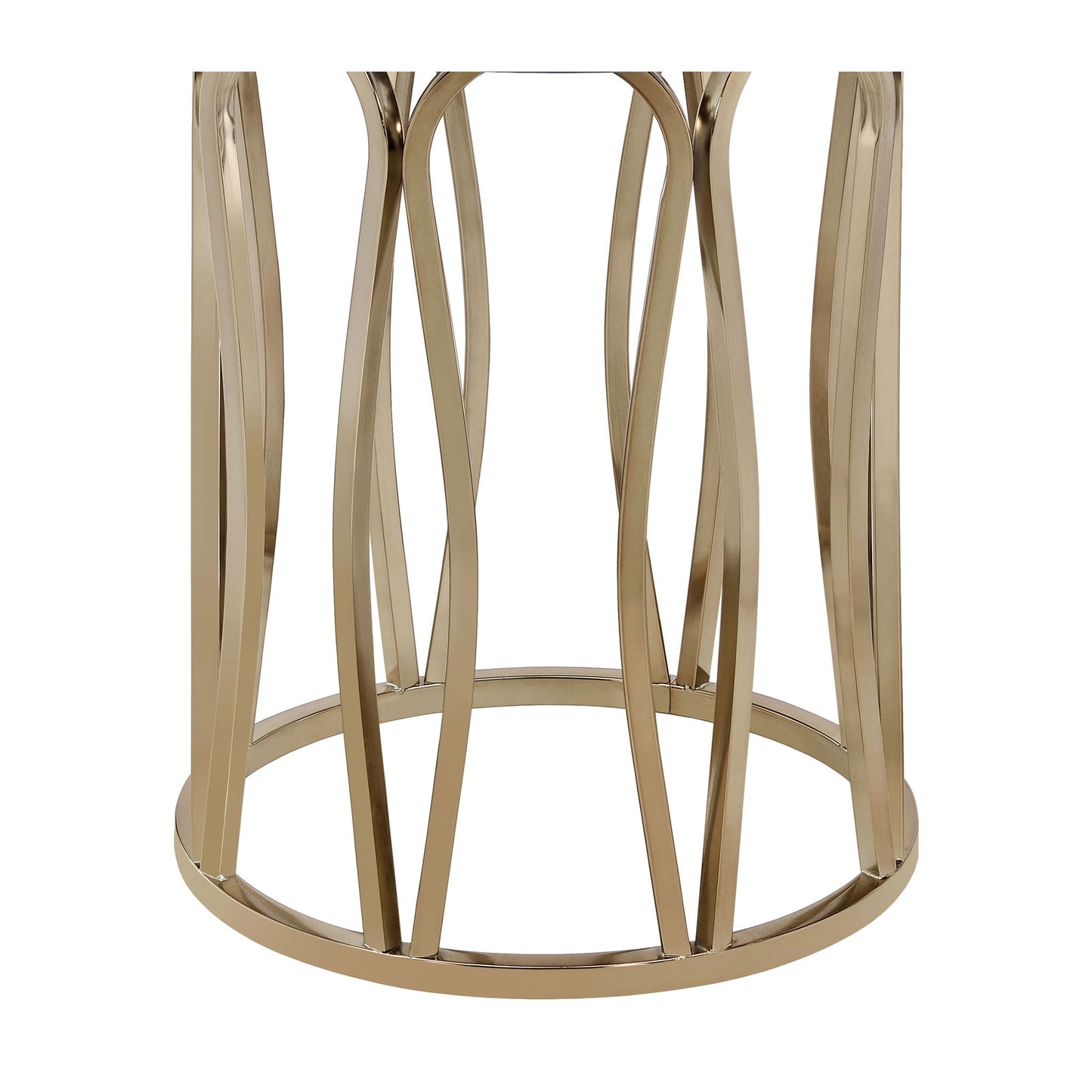 Round Glass Top Table With Polished Metal Base